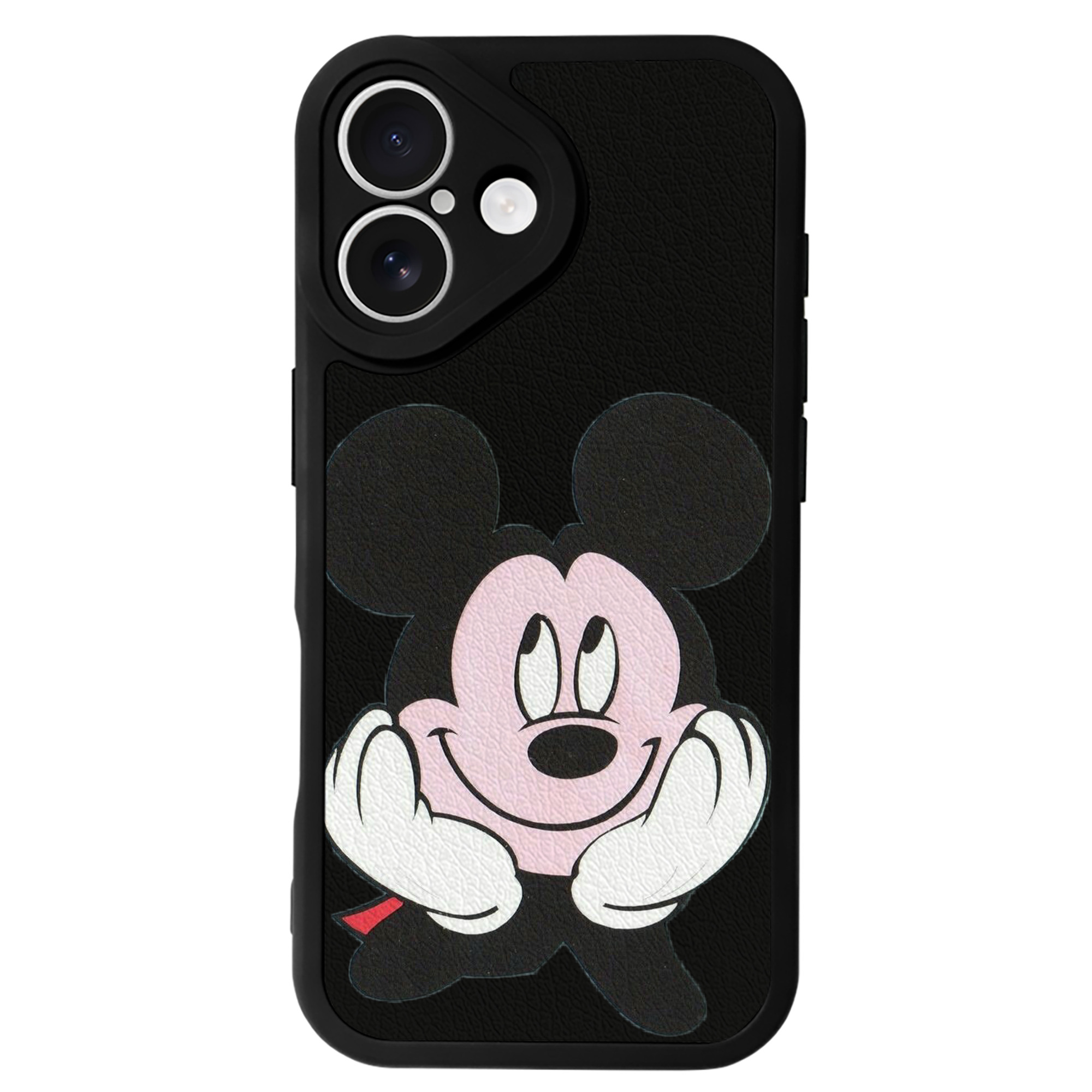 （画像用） ミッキーマウス Mickey Mouse 【iPhone 16シリーズ対応】シリコンスマホケース（レザー調） 材質：シリコン